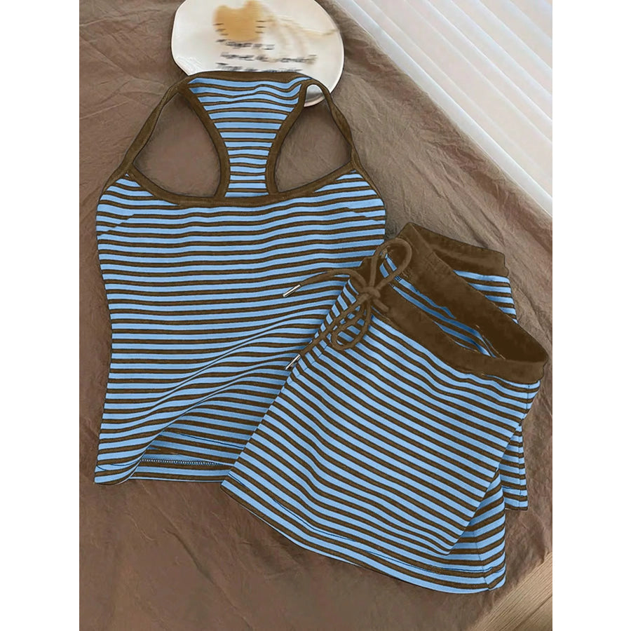 Striped Tank Top and Shorts Set Apparel Accessories