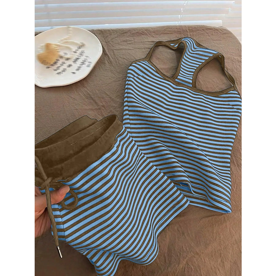 Striped Tank Top and Shorts Set Apparel Accessories
