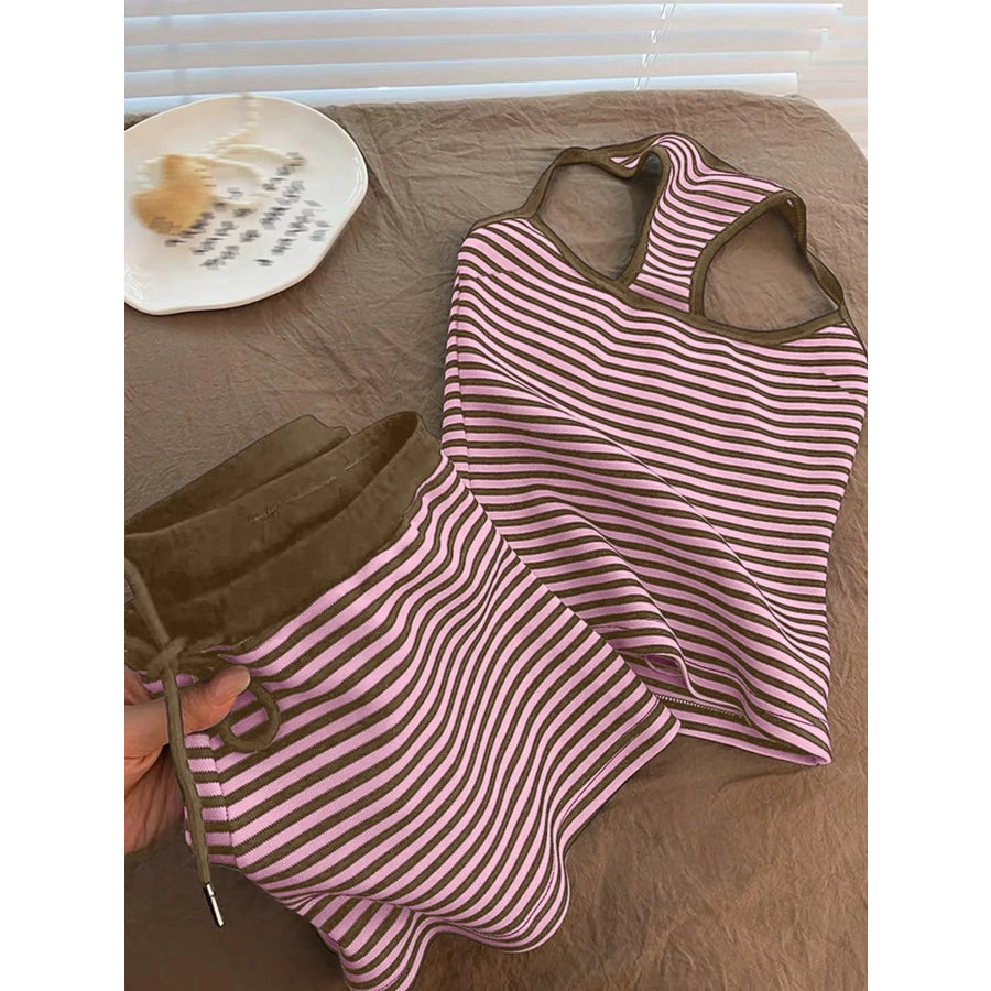 Striped Tank Top and Shorts Set Apparel Accessories