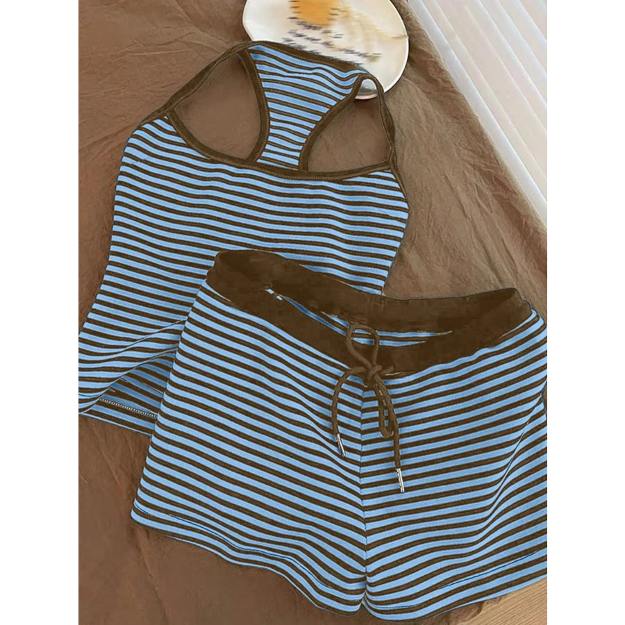 Striped Tank Top and Shorts Set Blue / S Apparel Accessories