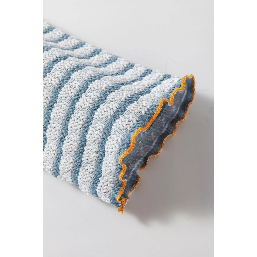 Striped Textured Knit Button Detail Top Apparel and Accessories