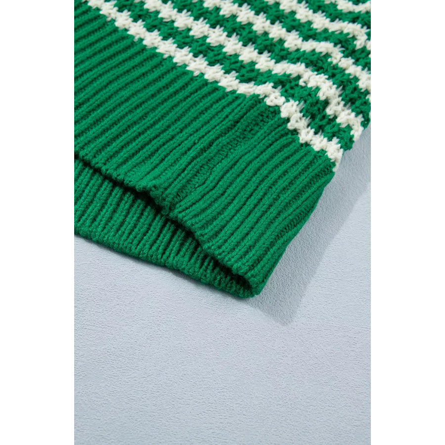 Striped Textured Knit Sweater Apparel and Accessories