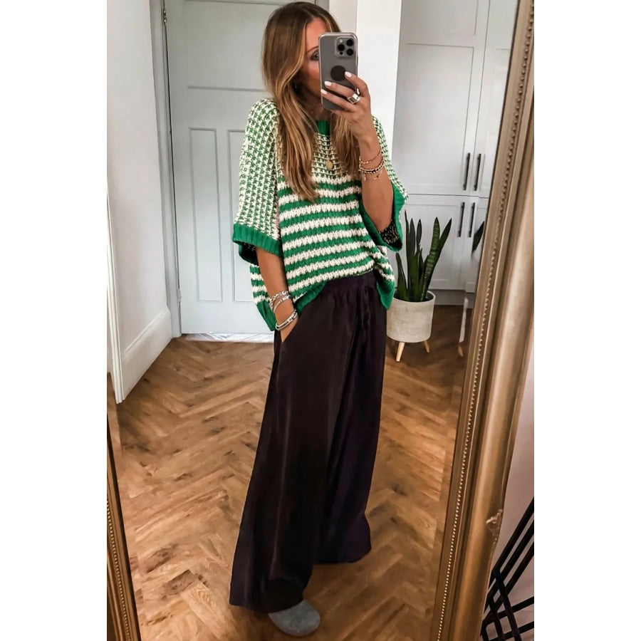 Striped Textured Knit Sweater Apparel and Accessories