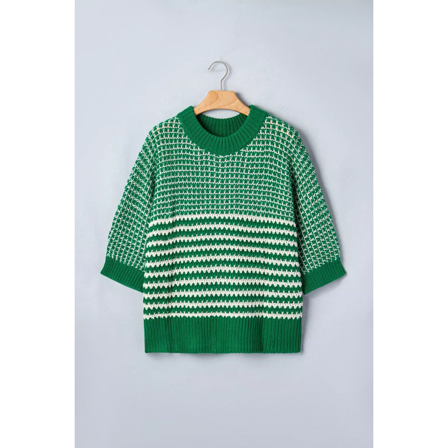 Striped Textured Knit Sweater Apparel and Accessories