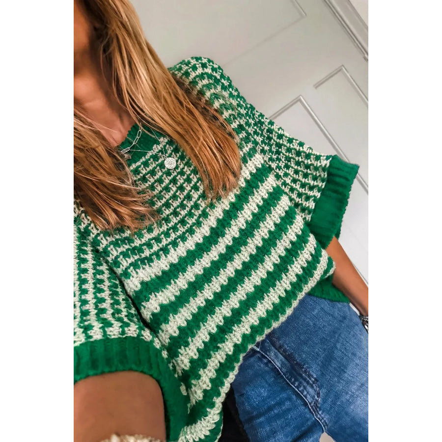 Striped Textured Knit Sweater Apparel and Accessories
