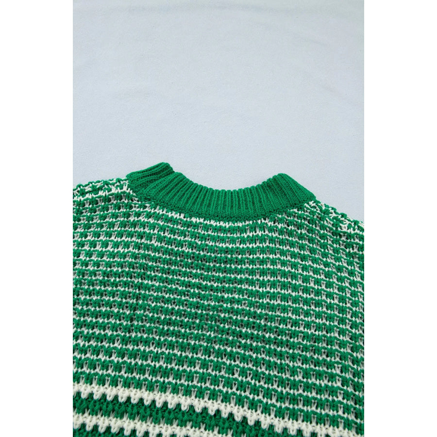 Striped Textured Knit Sweater Apparel and Accessories
