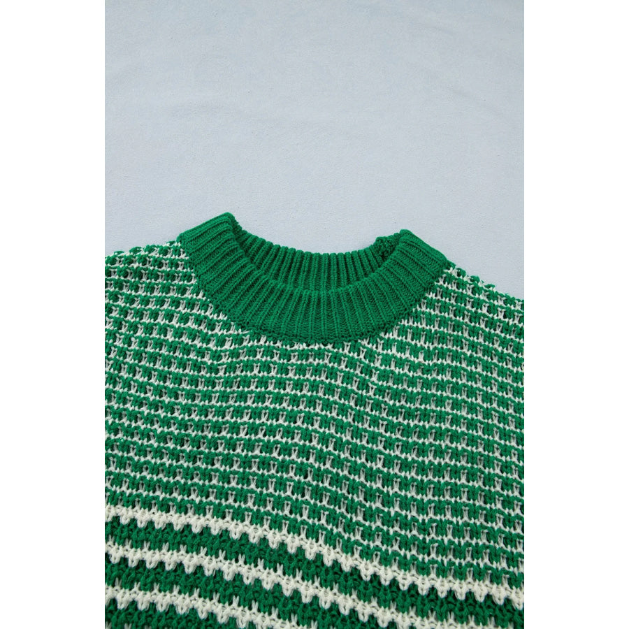 Striped Textured Knit Sweater Apparel and Accessories