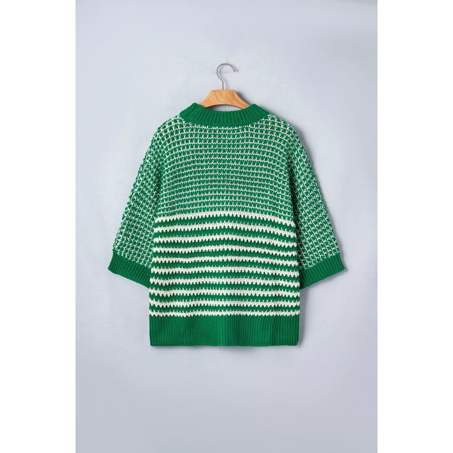 Striped Textured Knit Sweater Apparel and Accessories
