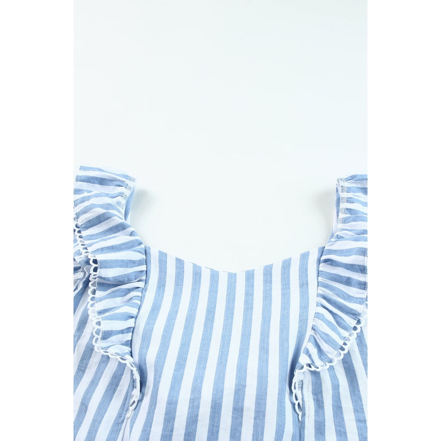 Striped Tie Back Ruffled Tank