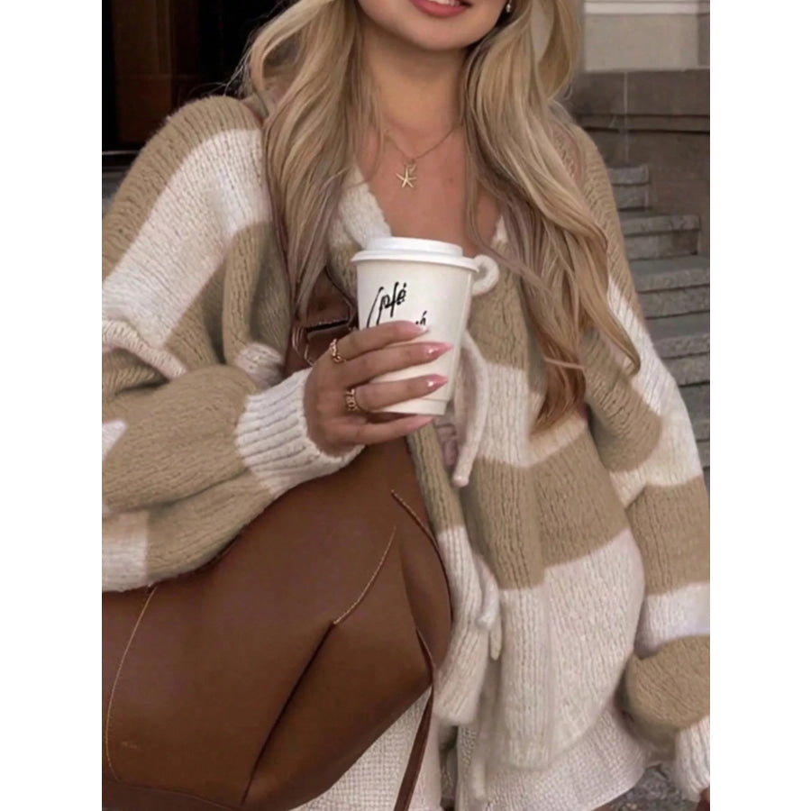 Striped Tie-Front Cardigan Apparel and Accessories