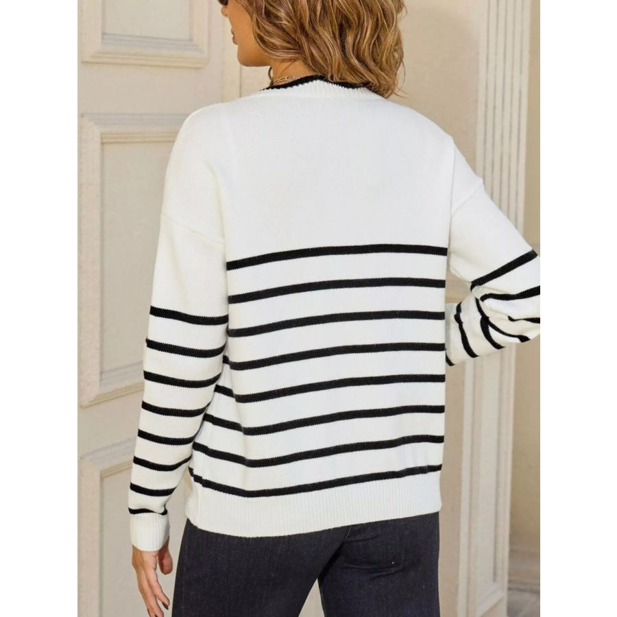 Striped Tie Front Knit Cardigan Apparel and Accessories