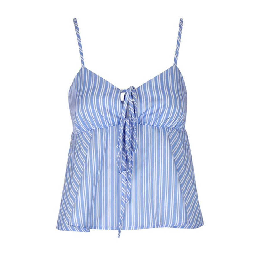 Striped Tie-Front Peplum Cami Apparel and Accessories