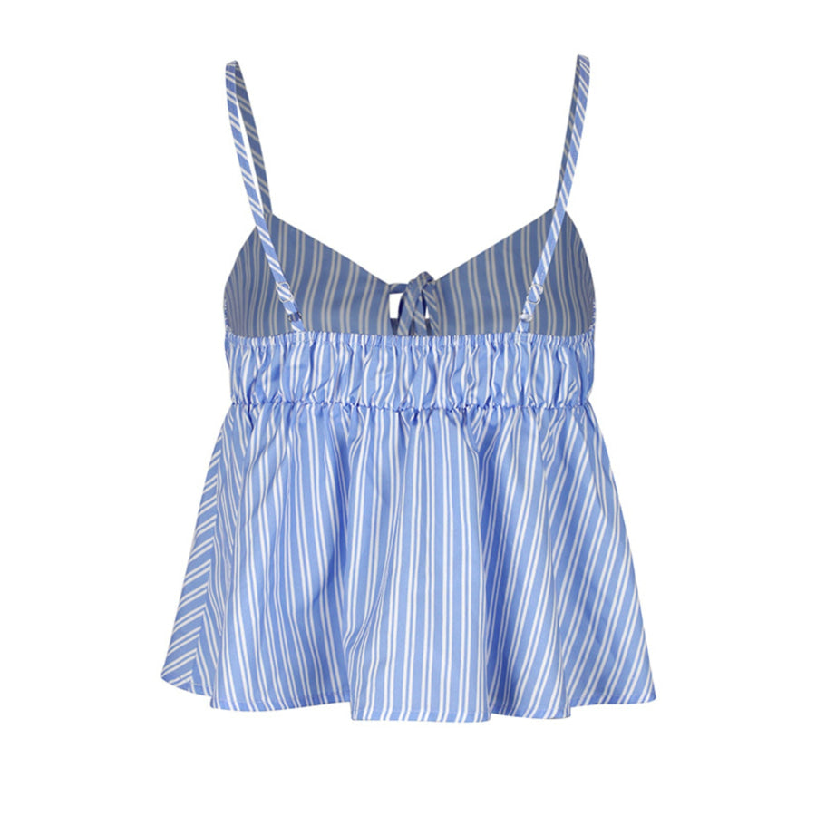 Striped Tie-Front Peplum Cami Apparel and Accessories