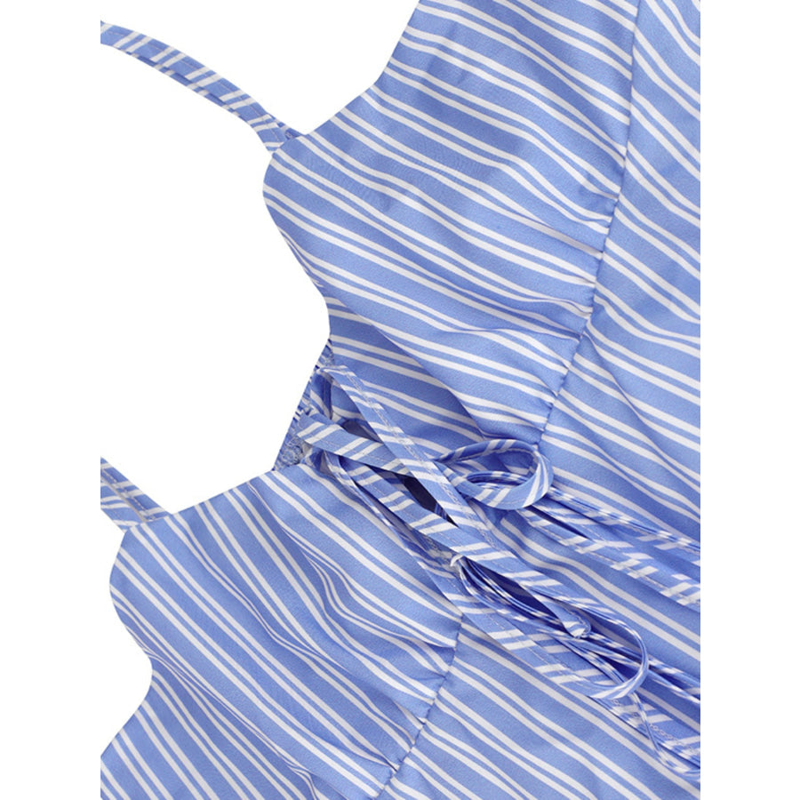 Striped Tie-Front Peplum Cami Apparel and Accessories