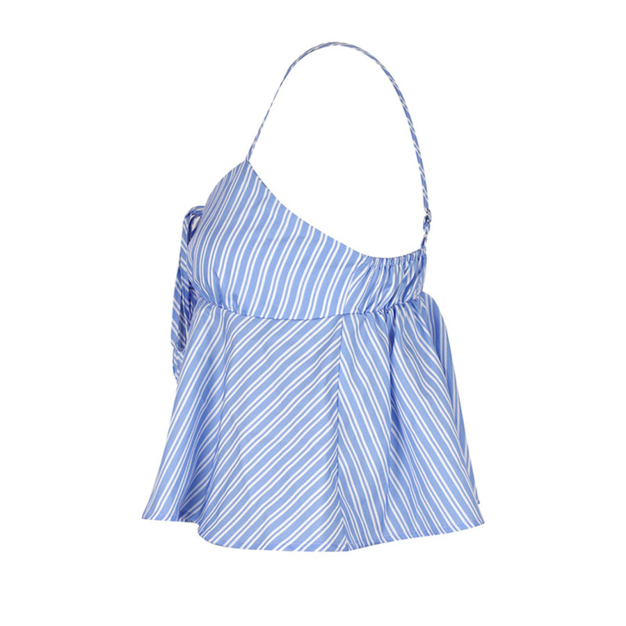 Striped Tie-Front Peplum Cami Apparel and Accessories
