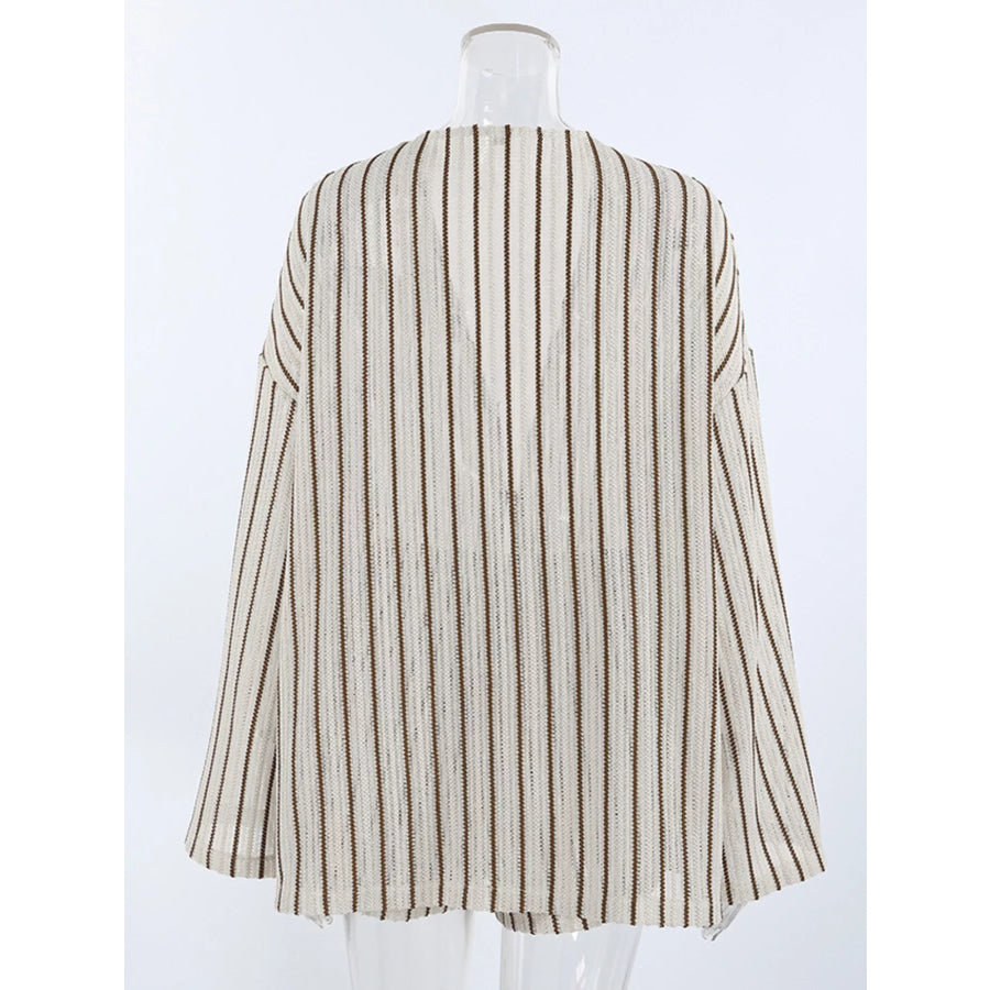 Striped Tie Front Top and Shorts Lounge Set Apparel and Accessories