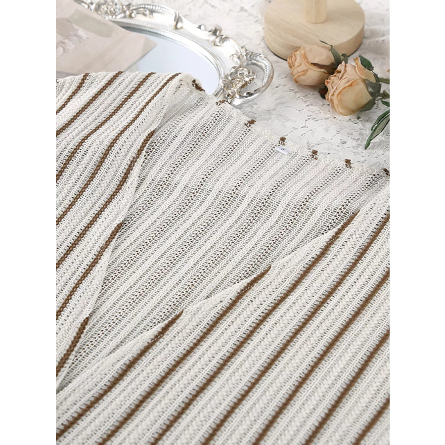 Striped Tie Front Top and Shorts Lounge Set Apparel and Accessories