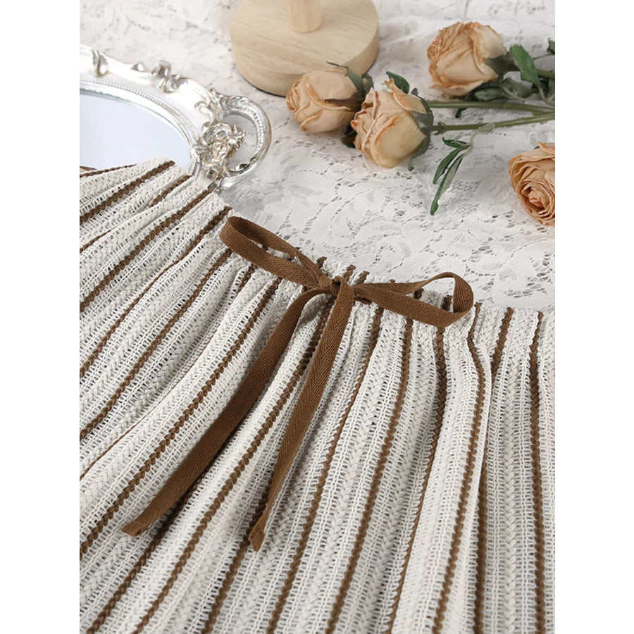 Striped Tie Front Top and Shorts Lounge Set Apparel and Accessories