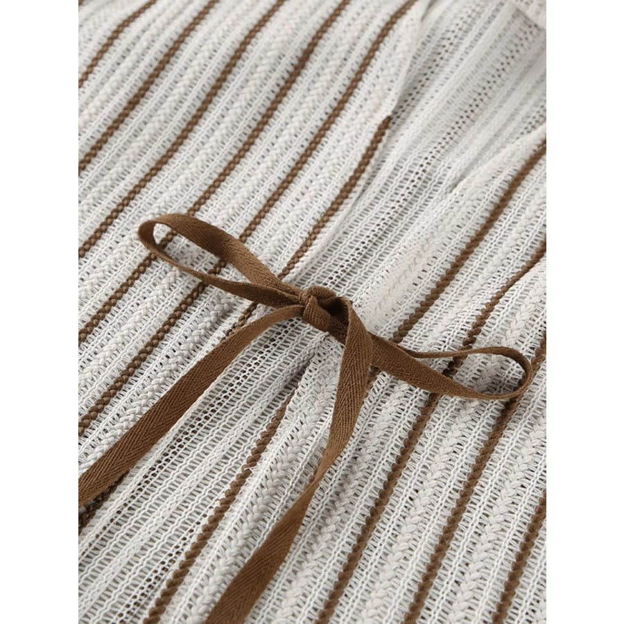 Striped Tie Front Top and Shorts Lounge Set Apparel and Accessories