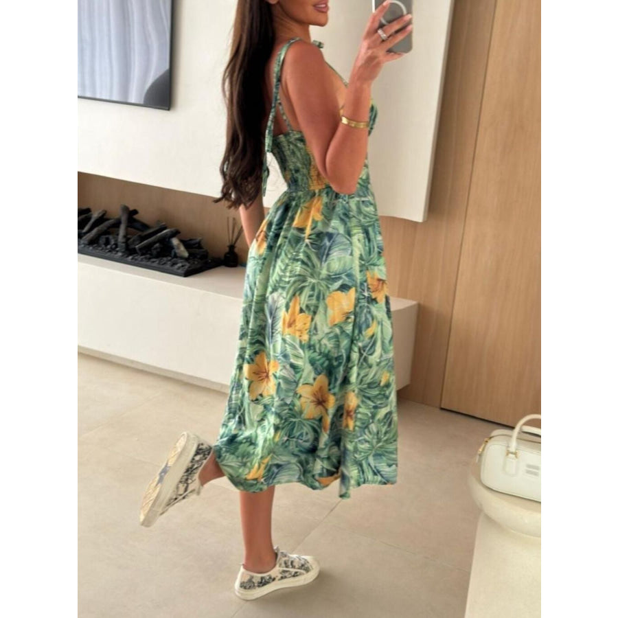 Striped Tie-Shoulder Midi Dress Apparel and Accessories