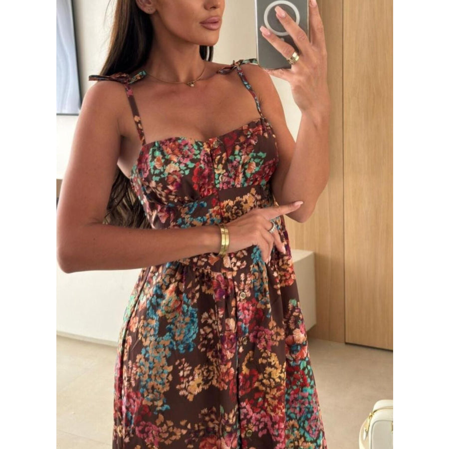 Striped Tie-Shoulder Midi Dress Apparel and Accessories