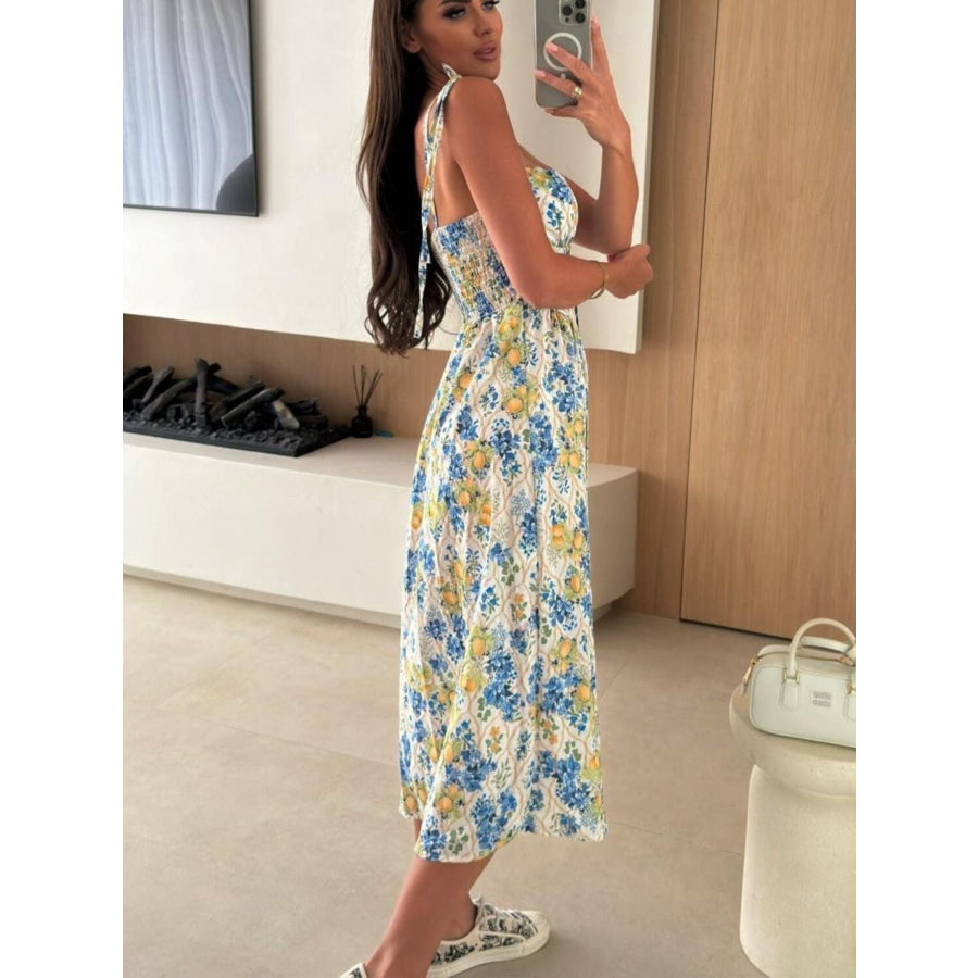 Striped Tie-Shoulder Midi Dress Apparel and Accessories