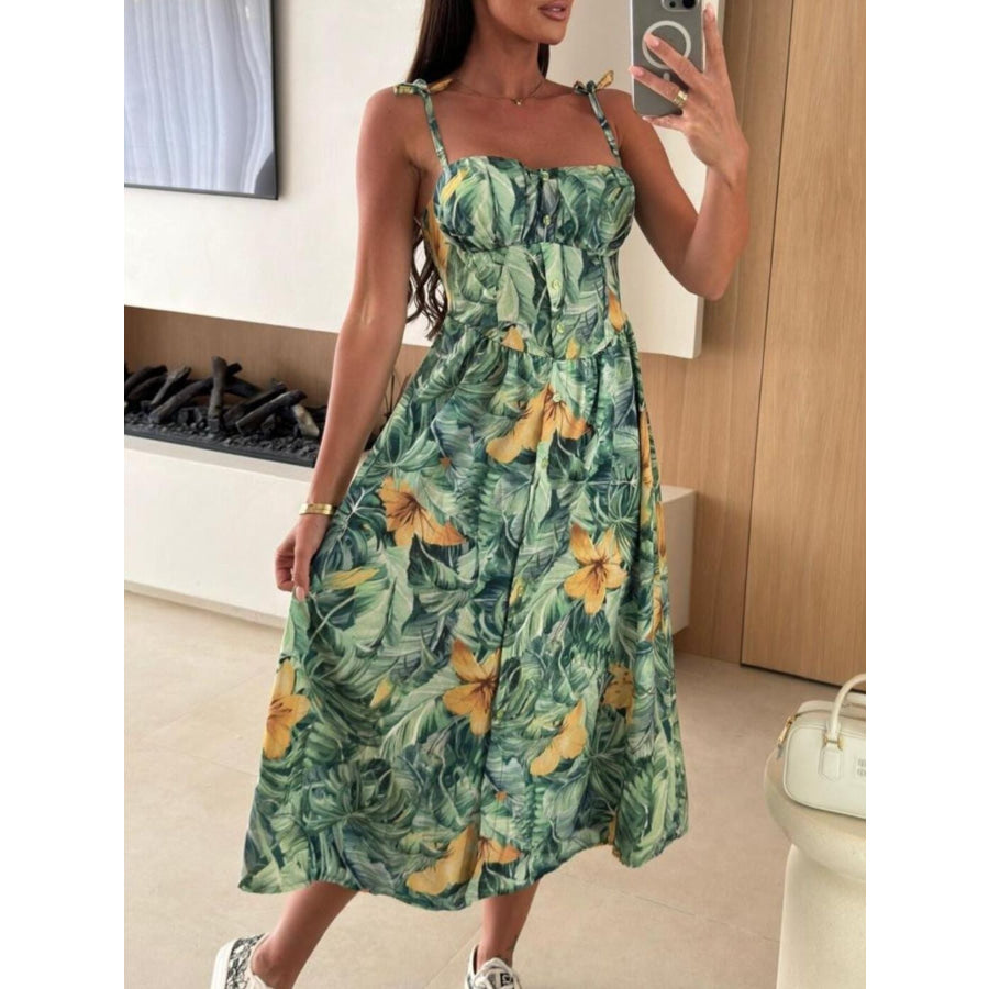 Striped Tie-Shoulder Midi Dress Apparel and Accessories