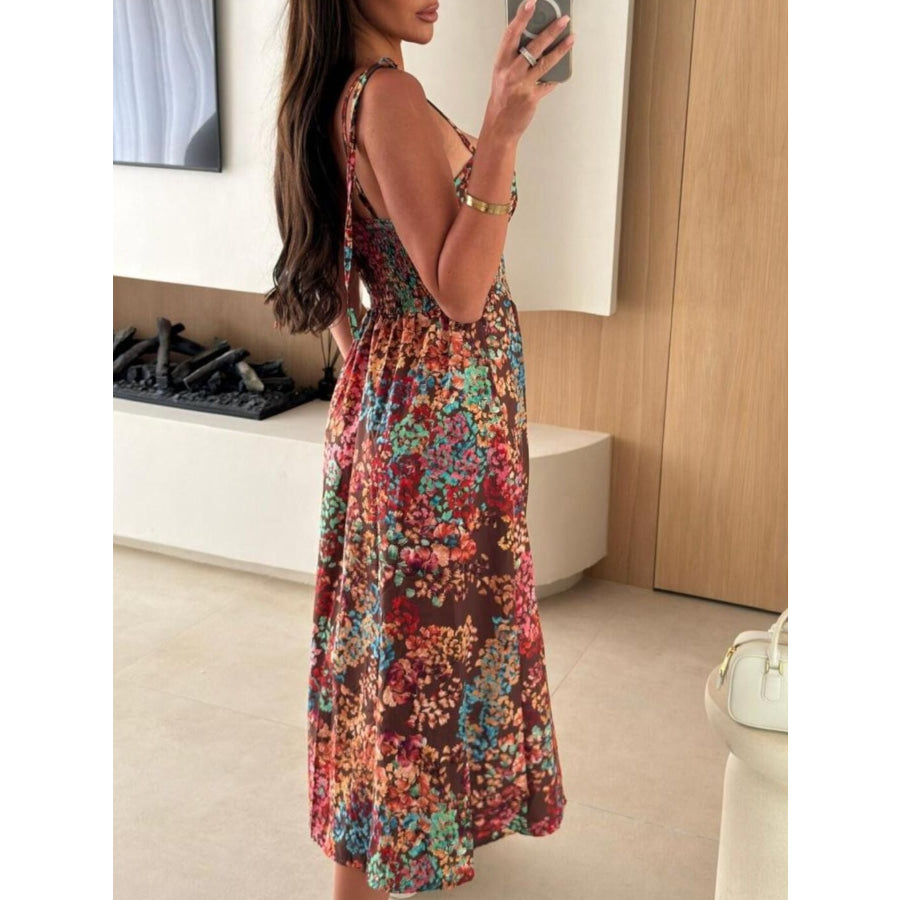 Striped Tie-Shoulder Midi Dress Apparel and Accessories