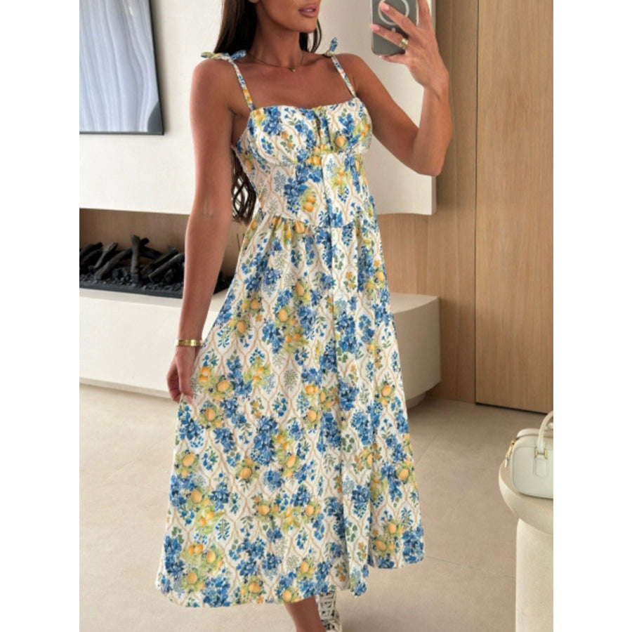 Striped Tie-Shoulder Midi Dress Apparel and Accessories