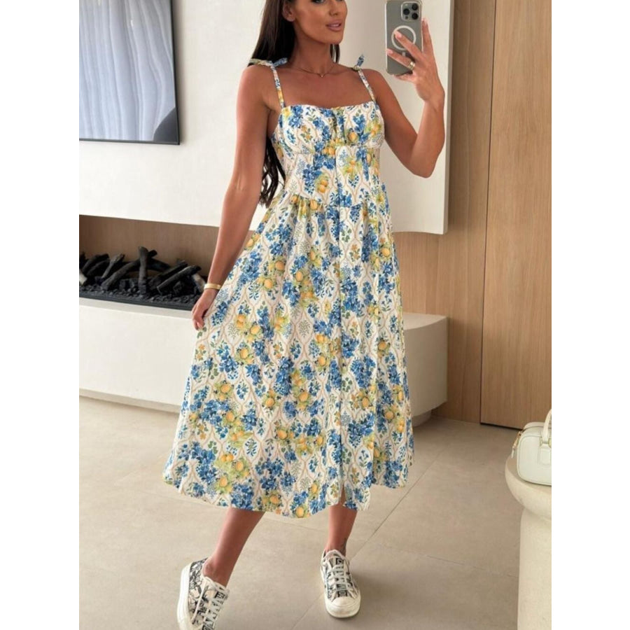 Striped Tie-Shoulder Midi Dress White / S Apparel and Accessories