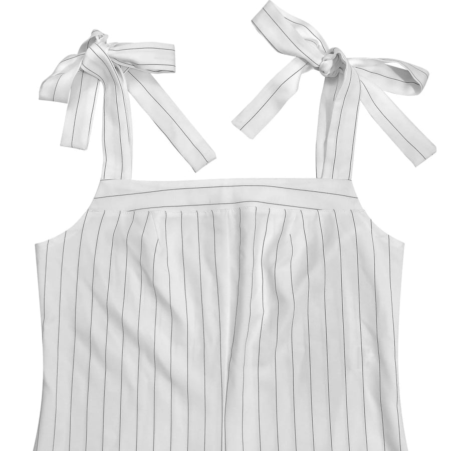 Striped Tie-Shoulder Wide Leg Jumpsuit Apparel and Accessories