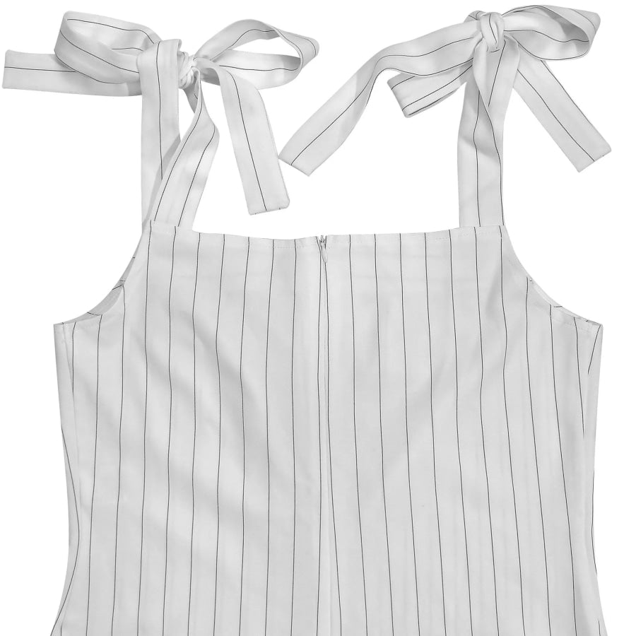Striped Tie-Shoulder Wide Leg Jumpsuit Apparel and Accessories