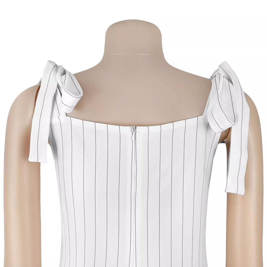 Striped Tie-Shoulder Wide Leg Jumpsuit Apparel and Accessories