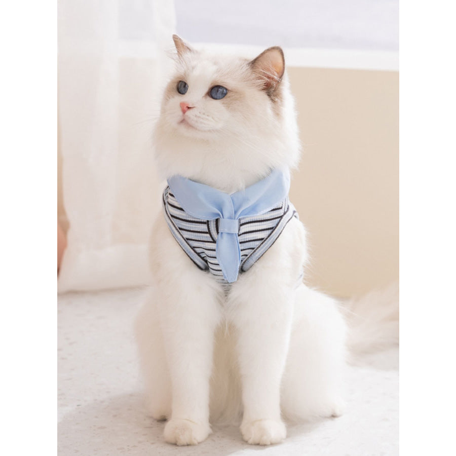 Striped Tied Pet Top Blue / XS Apparel and Accessories