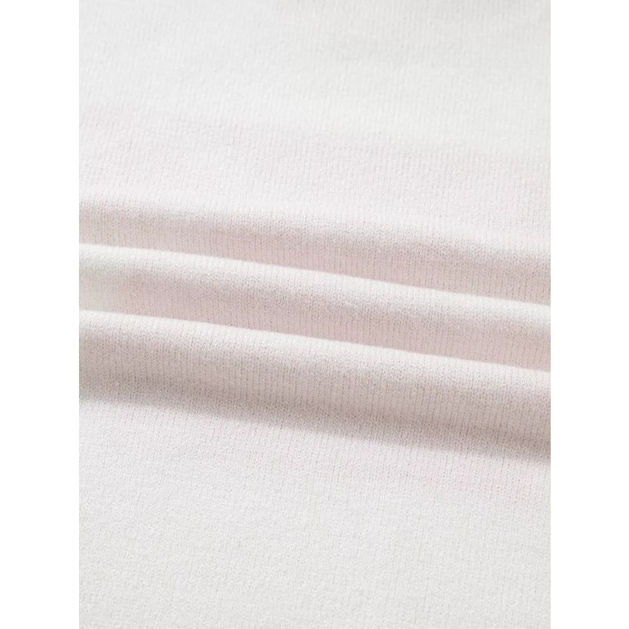Striped Trim Bow Graphic Round Neck Drop Shoulder Sweater Apparel and Accessories
