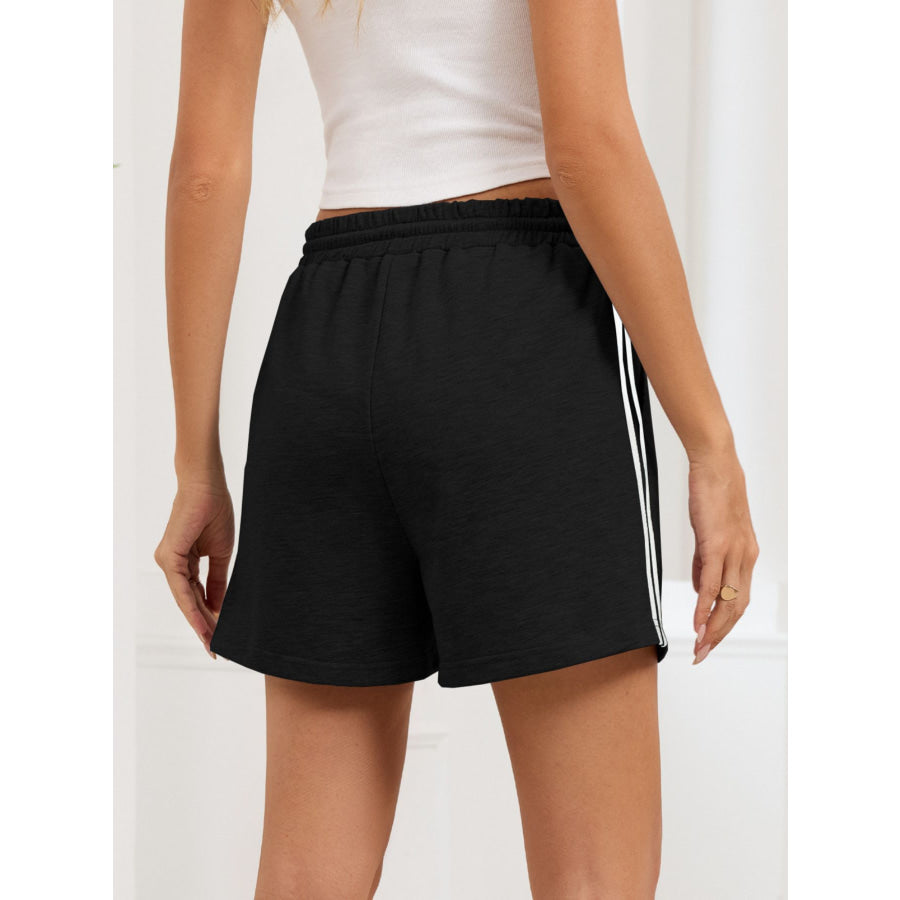 Striped Trim Drawstring Shorts Apparel and Accessories