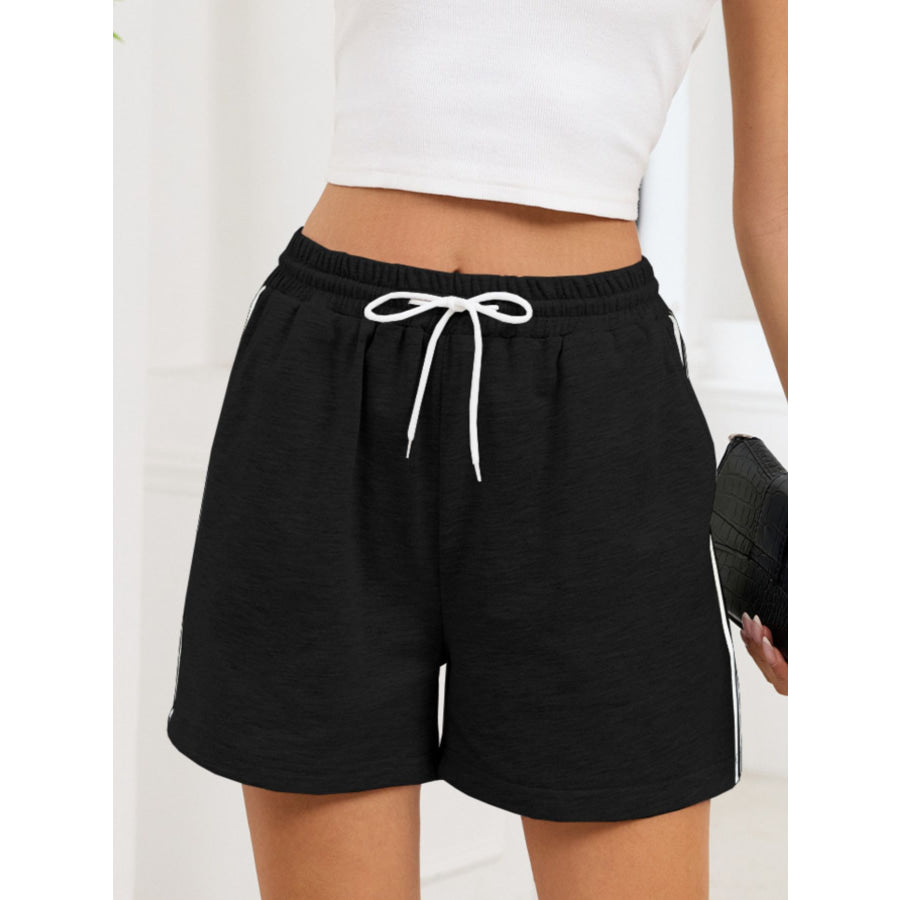 Striped Trim Drawstring Shorts Apparel and Accessories