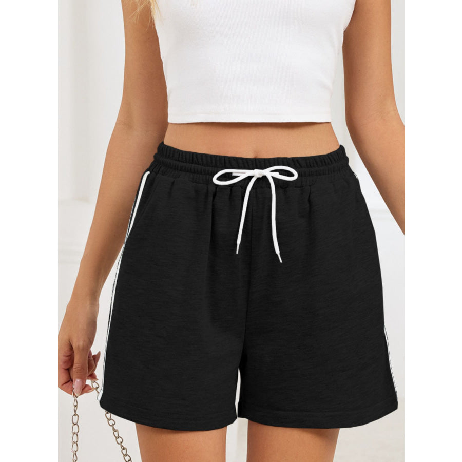 Striped Trim Drawstring Shorts Apparel and Accessories