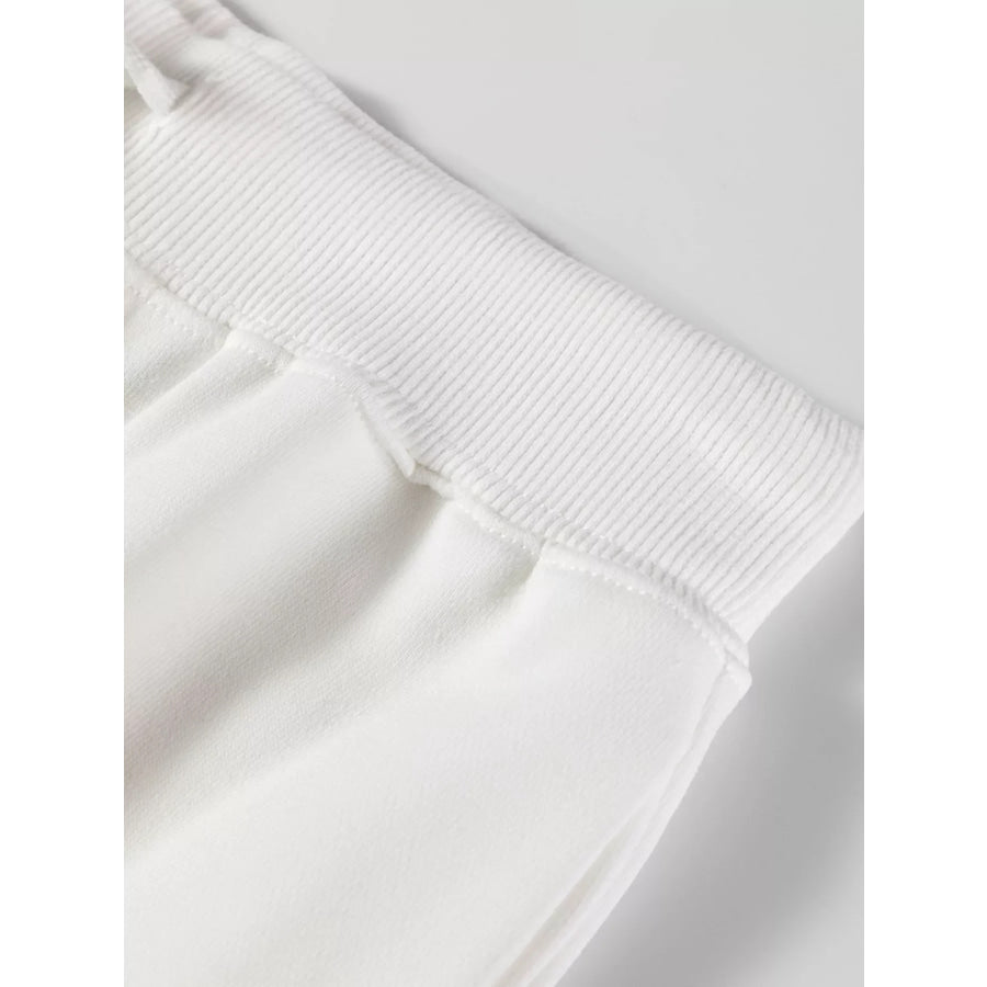 Striped Trim Round Neck Top and Pants Set Apparel and Accessories