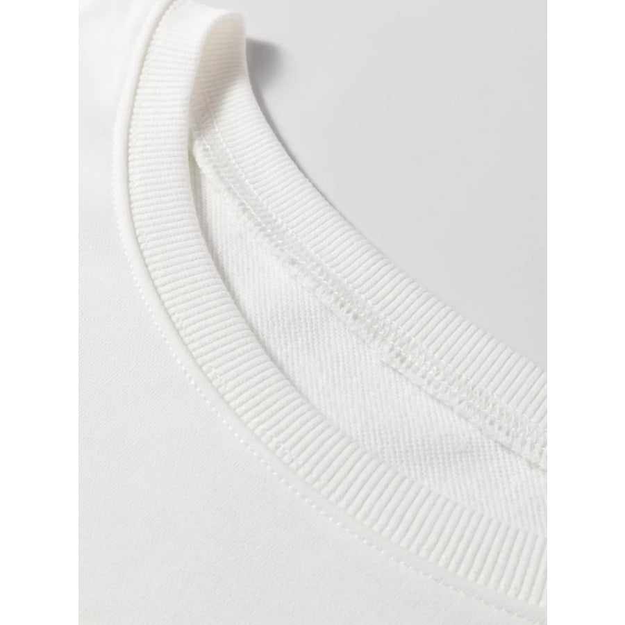 Striped Trim Round Neck Top and Pants Set Apparel and Accessories