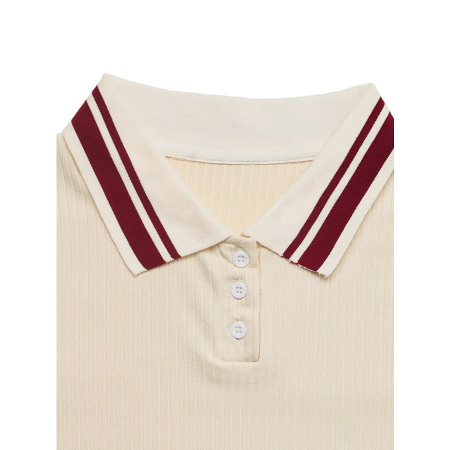 Striped Trim Short Sleeve Top Apparel and Accessories