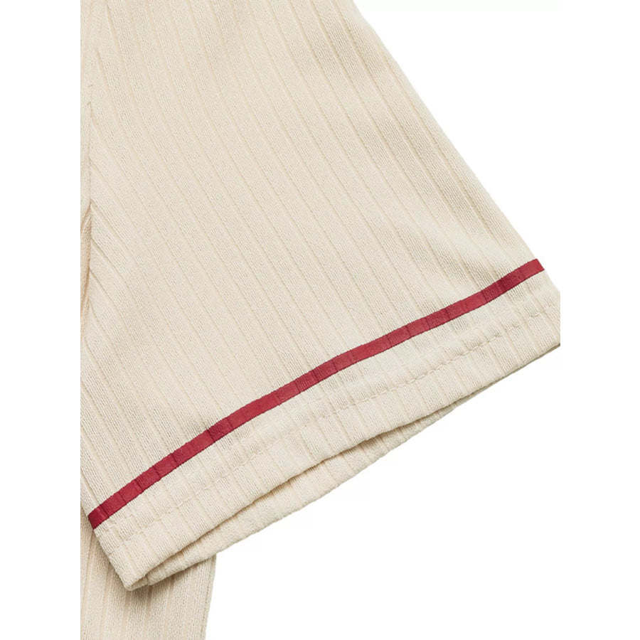 Striped Trim Short Sleeve Top Apparel and Accessories