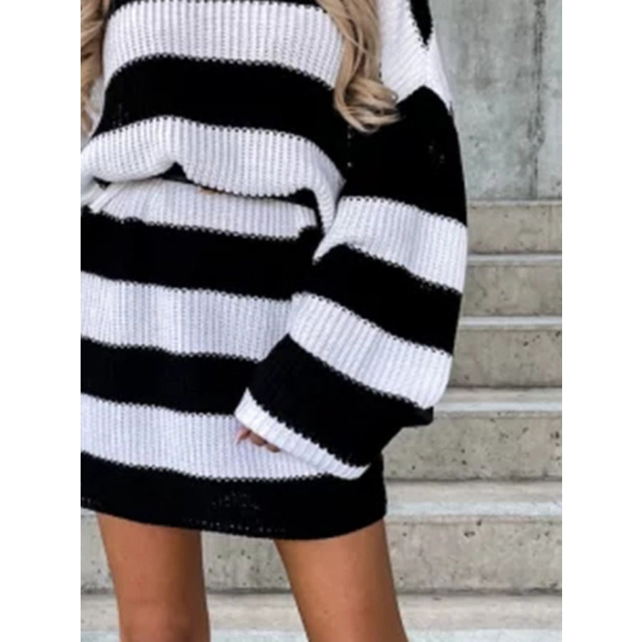 Striped Turtleneck Sweater Dress