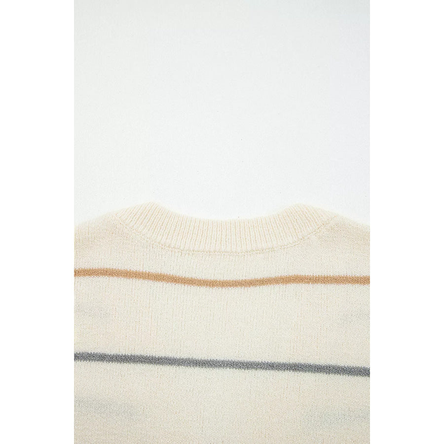 Striped V-Neck Button-Up Cardigan Apparel and Accessories