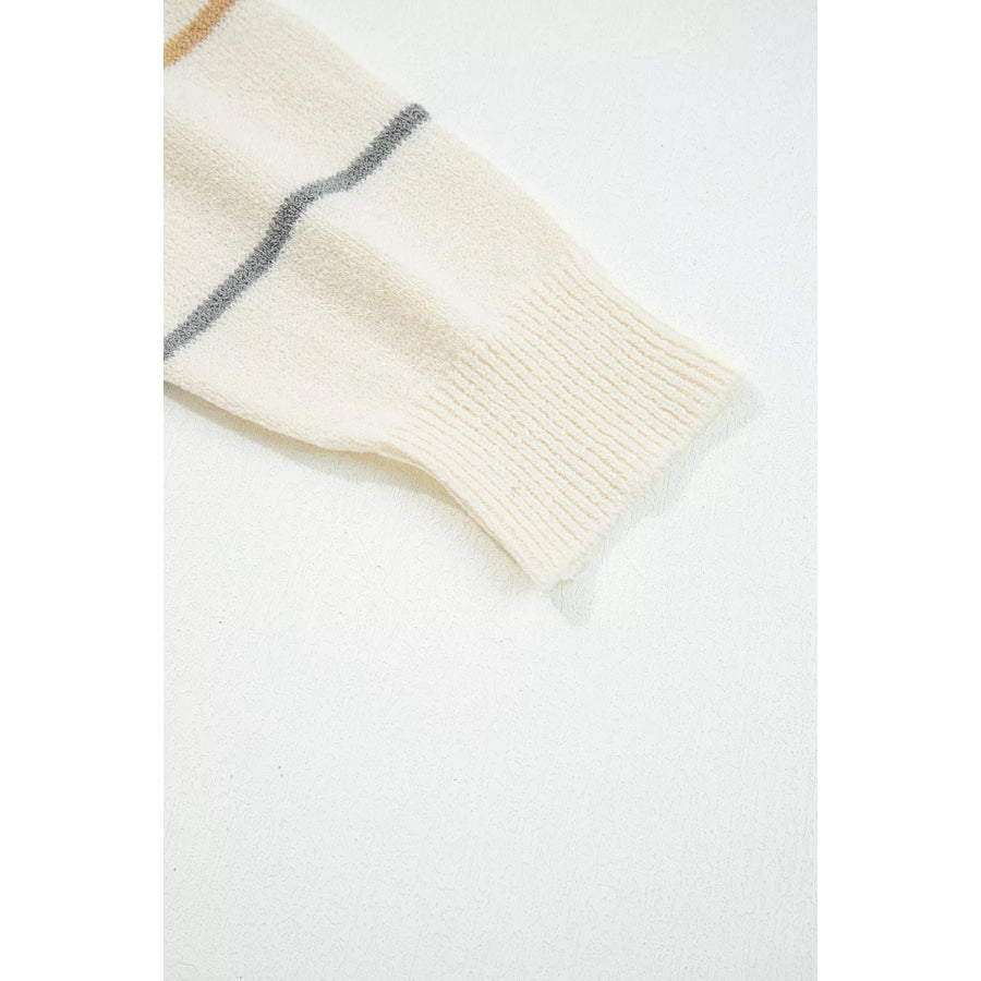Striped V-Neck Button-Up Cardigan Apparel and Accessories