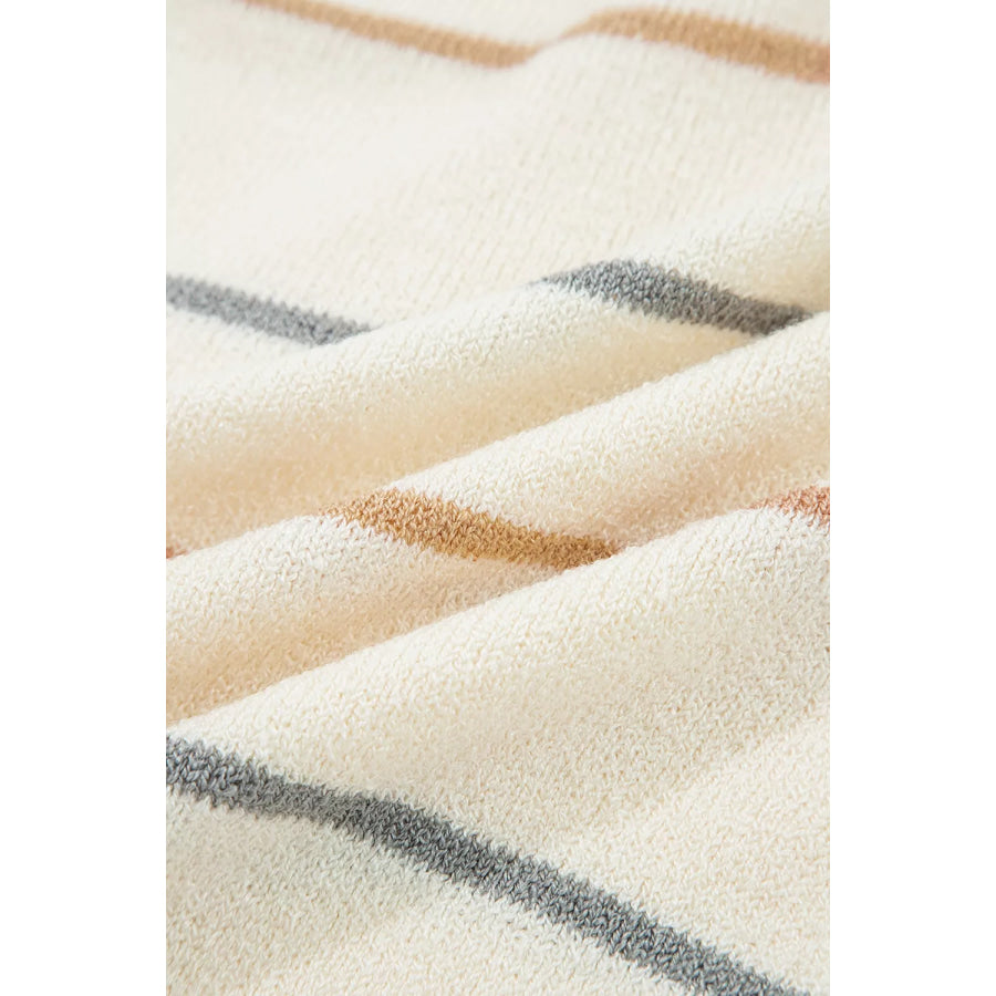 Striped V-Neck Button-Up Cardigan Apparel and Accessories