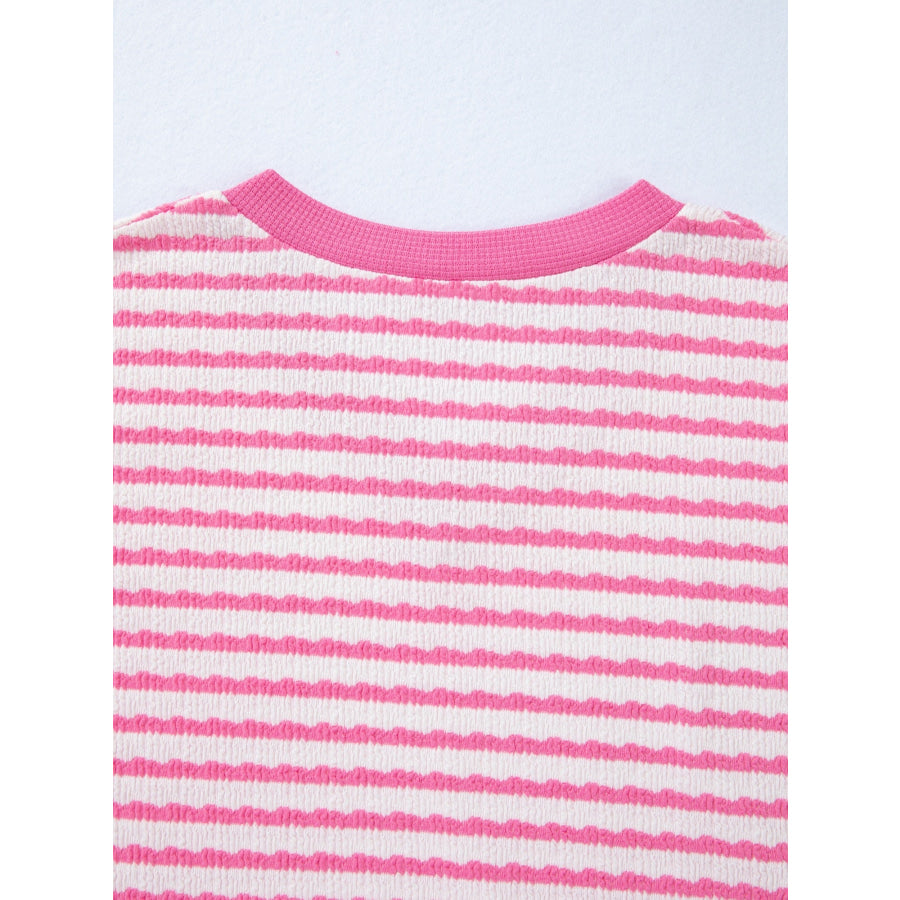 Striped V-Neck Casual T-Shirt Apparel and Accessories