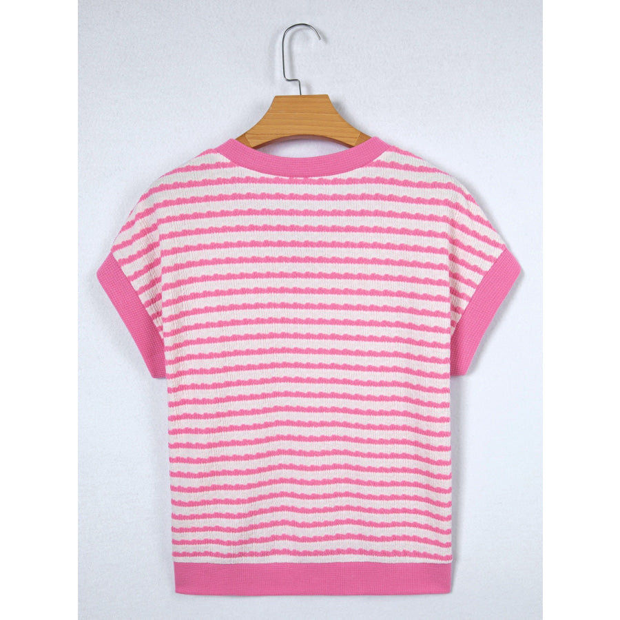 Striped V-Neck Casual T-Shirt Apparel and Accessories