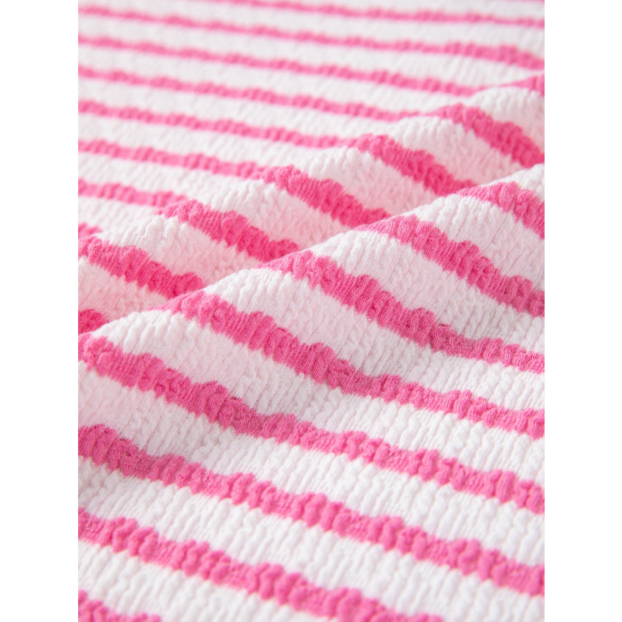 Striped V-Neck Casual T-Shirt Apparel and Accessories
