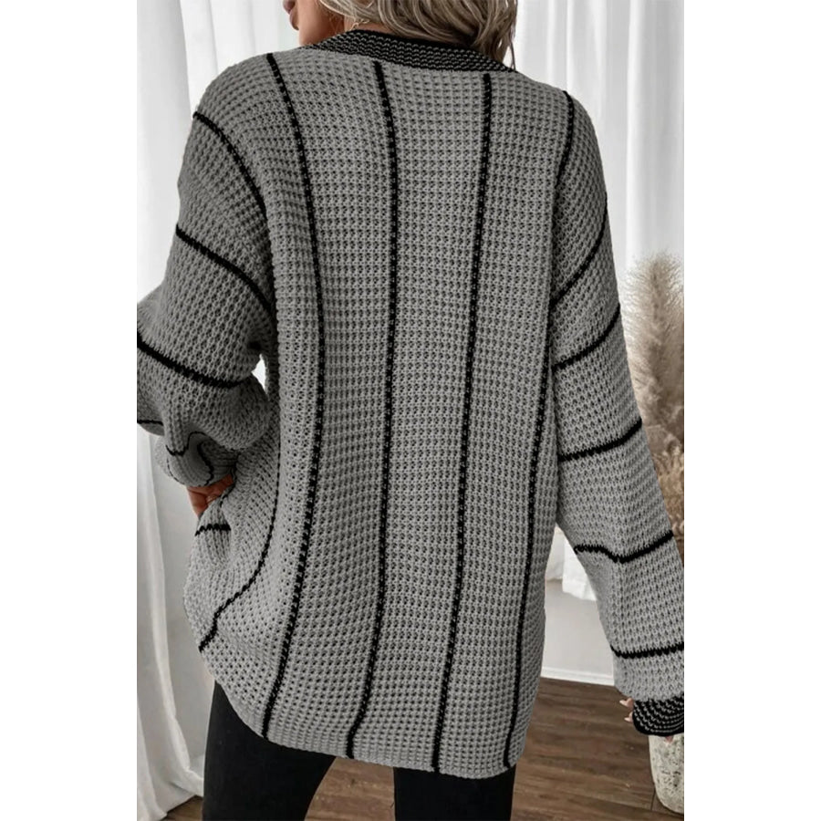 Striped V-Neck Dropped Shoulder Sweater Apparel and Accessories